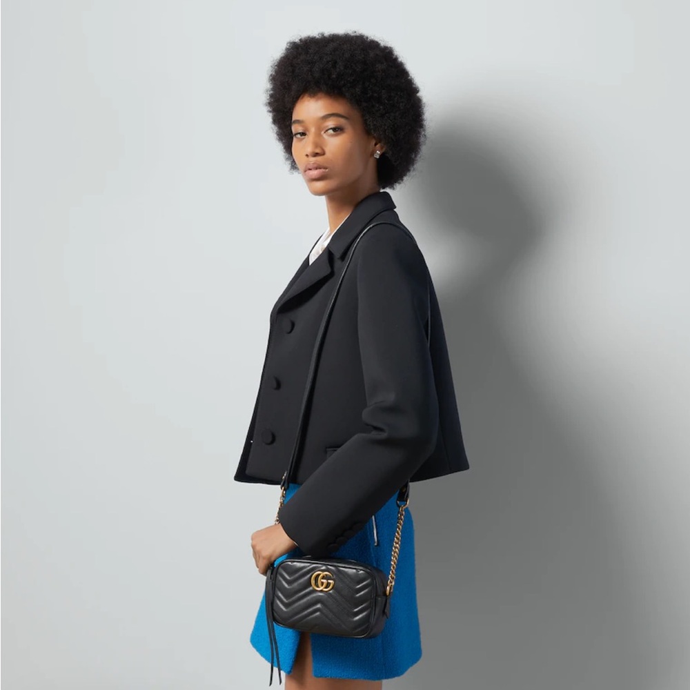 Gucci Marmont Martelasse Cross Bag Small Black - Picture 7 of 8